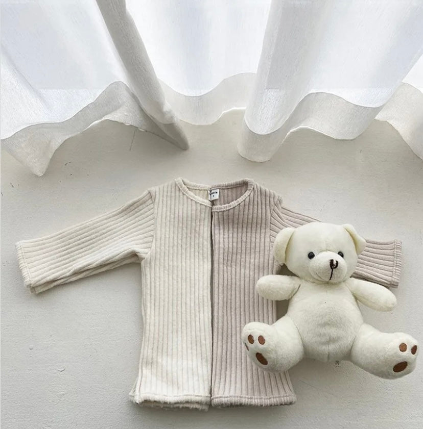 Soft Ribbed Lounge Set Grey Olive Bear