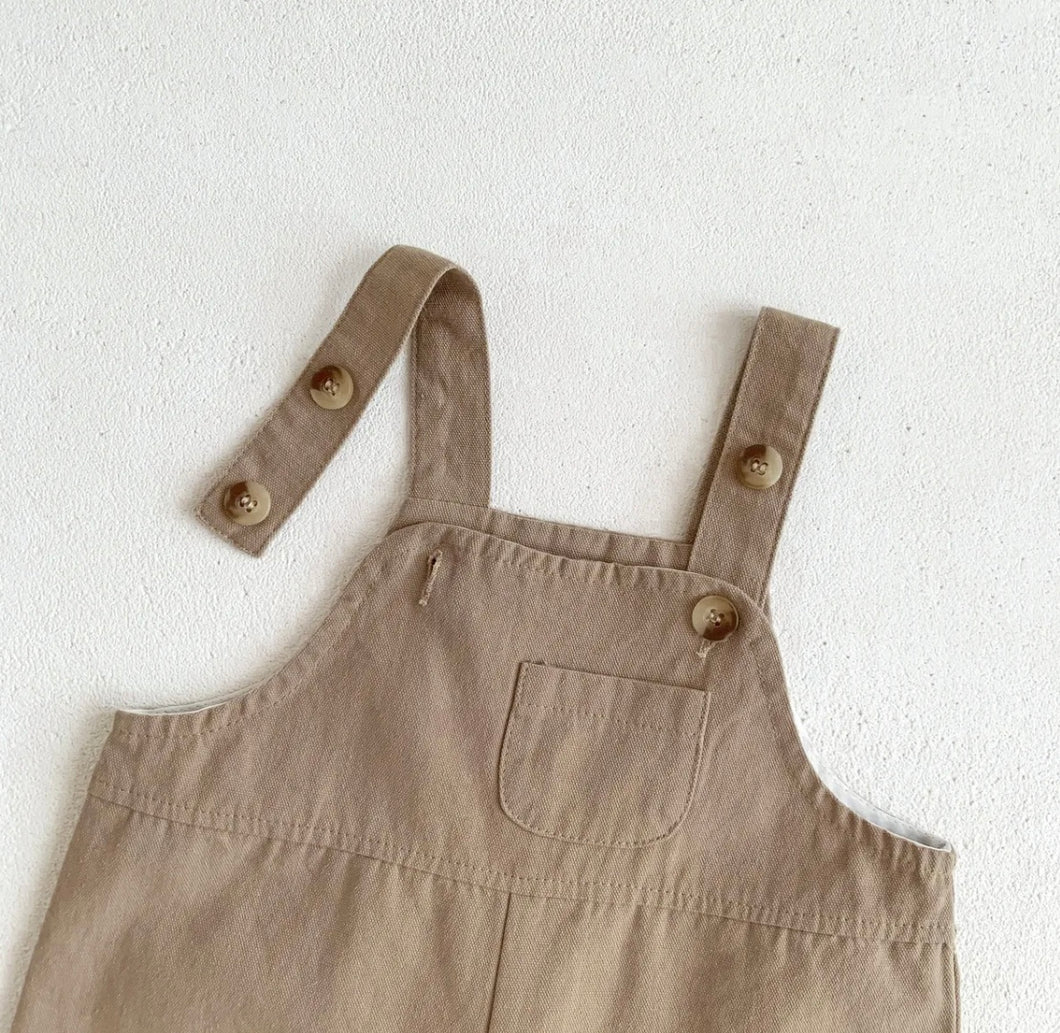 Cotton Dungarees | Brown