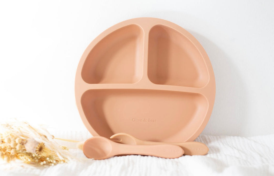 Divided Suction Plate & Cutlery | Nude